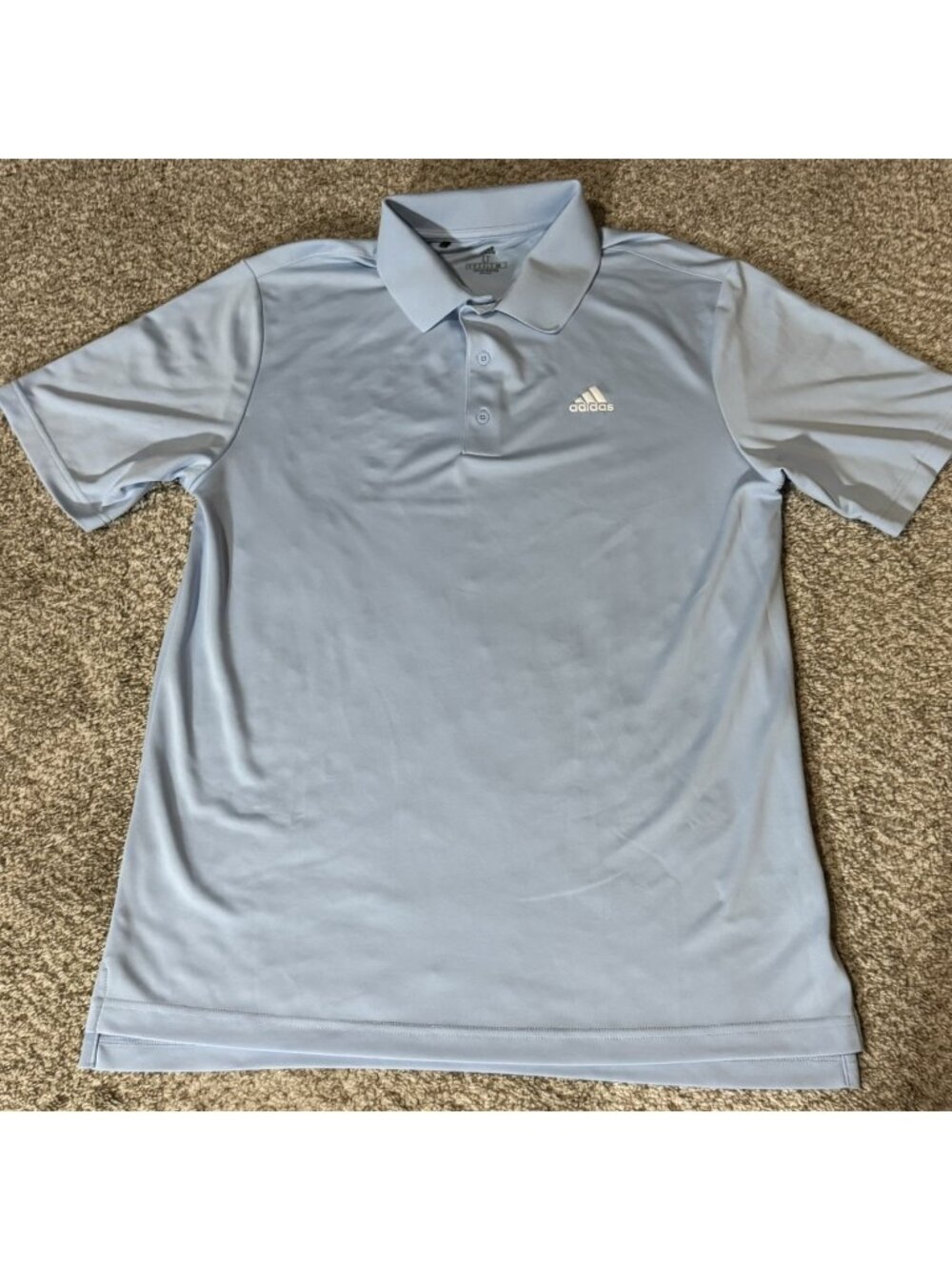 adidas Polo Shirt Men's LT Light Blue Primegreen Performance Golf Casual